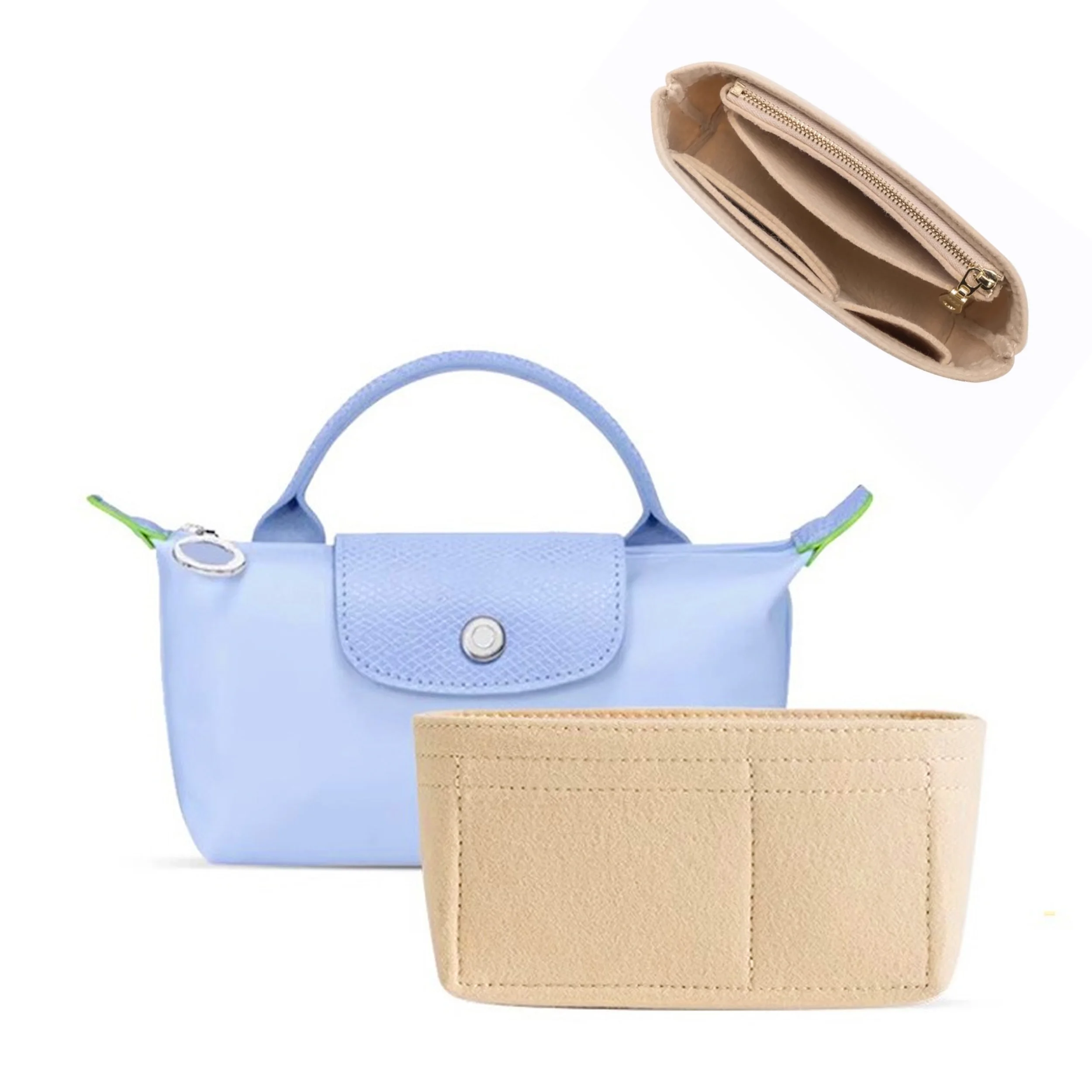Bag Organizer for Longchamp Small Tote Bag Mini Bag Storage & Finishing Inner Bag Liner Handbags Insert Organizer Fit Mini Size
