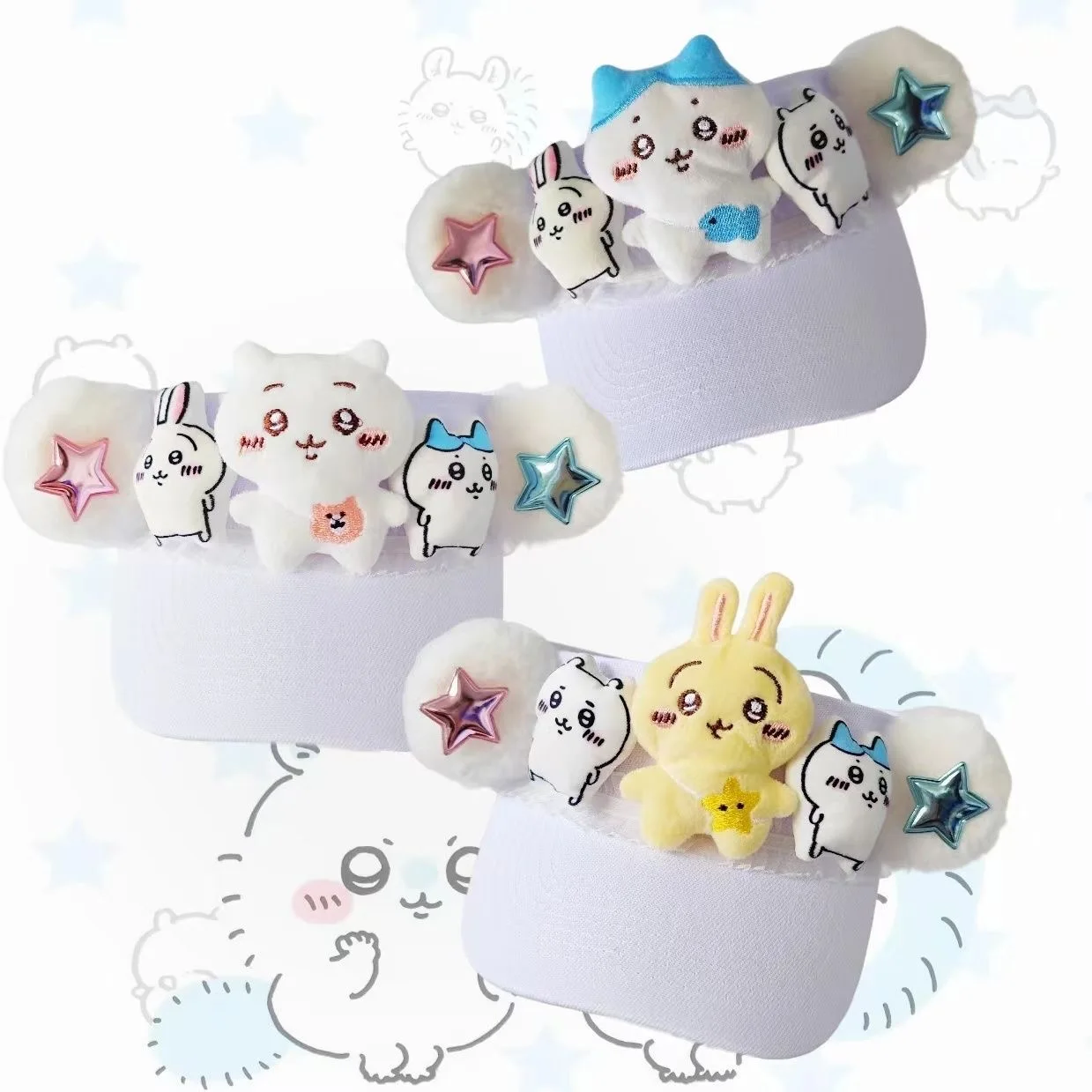 

Мультяшная кепка-козырек Kawaii Chiikawa – милый дизайн с Усаги и Хачиваре, бейсболка в стиле Y2K для фанатов аниме и повседневной носки