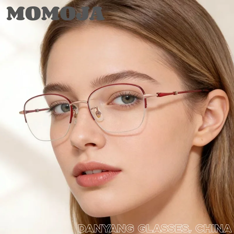 

MOMOJA 2026 Women's Half-size Glasses - Ultra-light Titanium Alloy Comfortable Elegant and Intellectual Glasses Frame BSF7024
