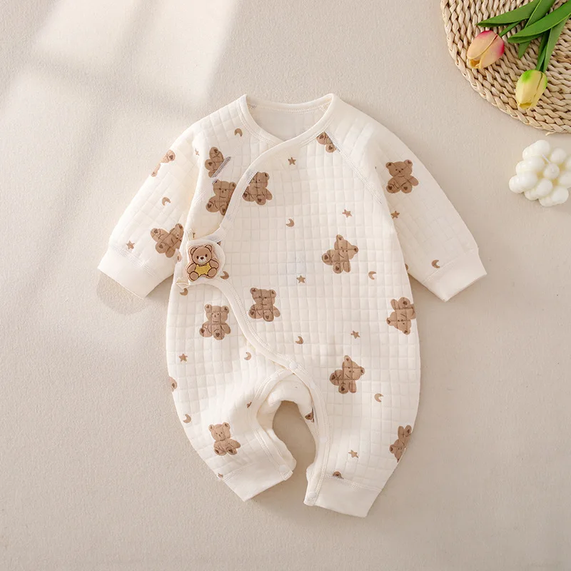 Baby Pure Cotton Bodysuit Long Sleeve Cute Printed Bodysuit Boys Girls Comfortable Warm Bodysuit For Four Seasons