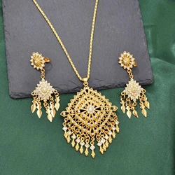 Metal Luxury High end Hollow Peacock Tassel Earrings Necklace Set Women's Party Jewelry Birthday Gift