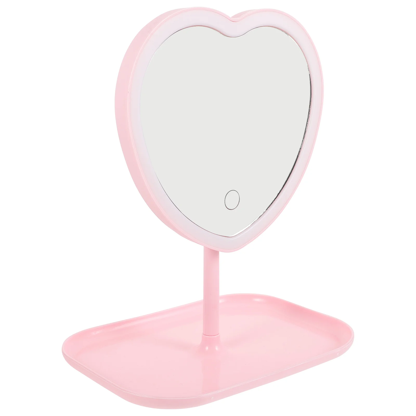 Desktop Love Mirror Beauty Makeup USB Rechargeable LED Light (love Pink) Heart Movable for Fashion Plastic Abs with Base