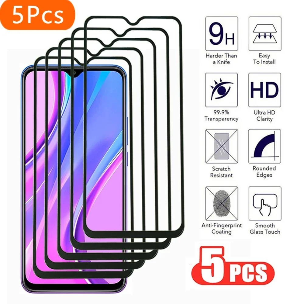

5Pcs Anti-Burst Tempered Glass For Xiaomi Redmi Note 8 9 Pro Max 9S 8T 9T A1 A2 Plus Screen Protector Redmi 8A 9A 9T 9C NFC Film