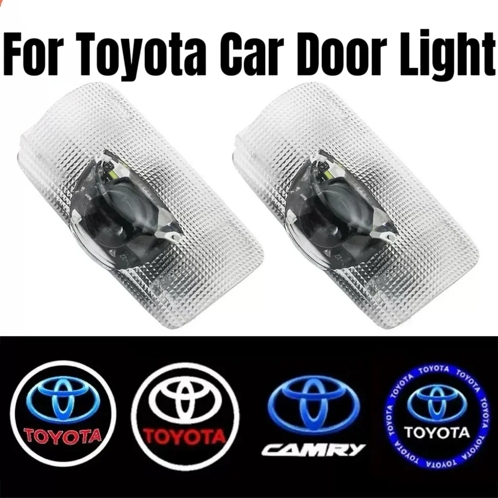 2pcs LED Car door welcome light logo light For Toyota Camry Highlander Land Cruiser Prado Avalon Reiz Rav4 Crown CHR accessory