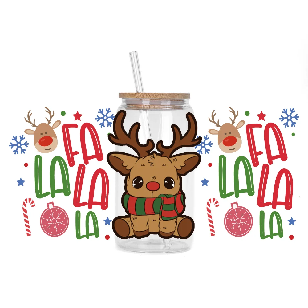 

3D UV DTF Transfers Stickers, 16oz Cup Wraps, Merry Christmas Printed for DIY Glass Ceramic Metal Leather