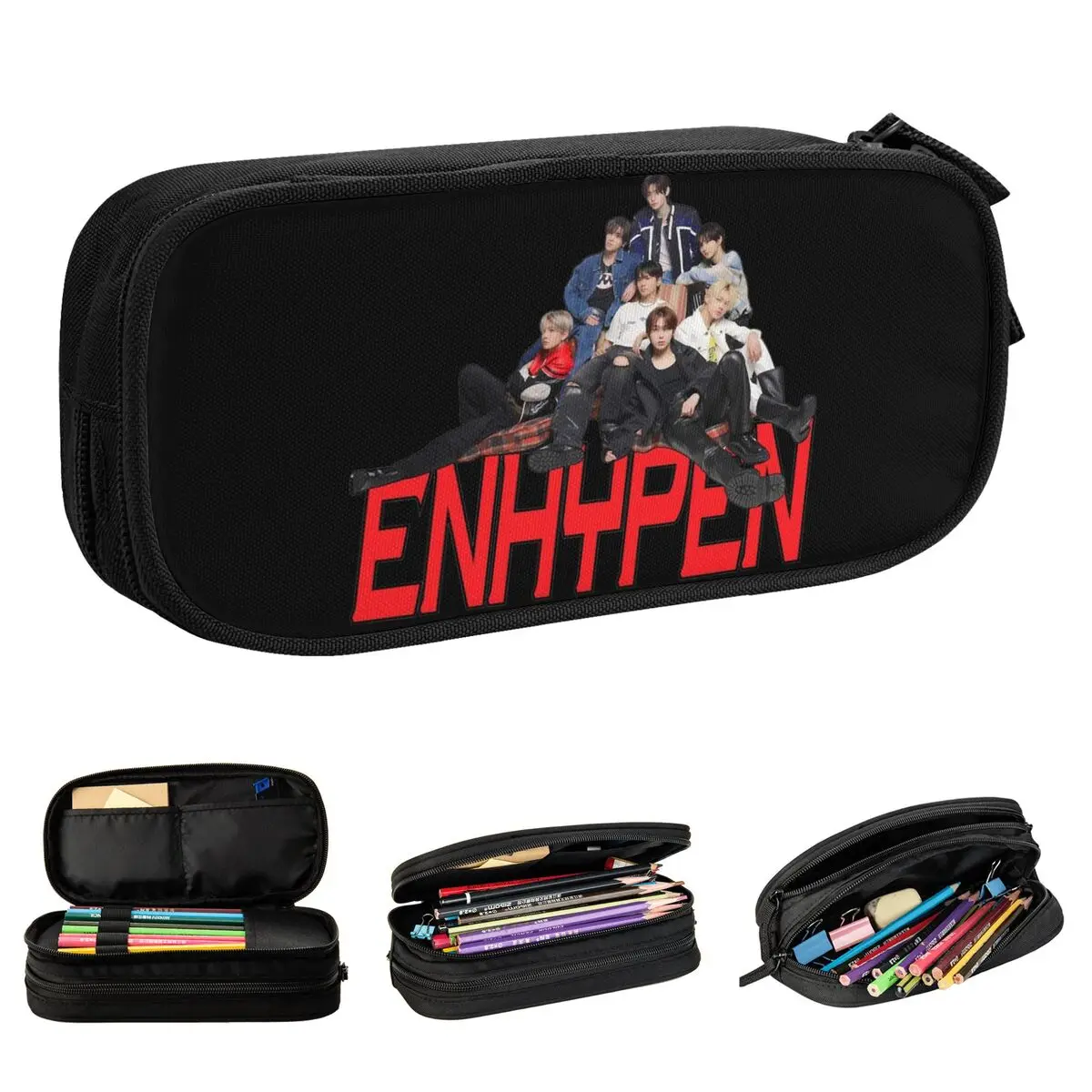 Пенал Enhypened, женский модный пенал для музыкальных ручек Kpop, сумка для студентов, большой пенал для хранения, подарок для студентов, школьников