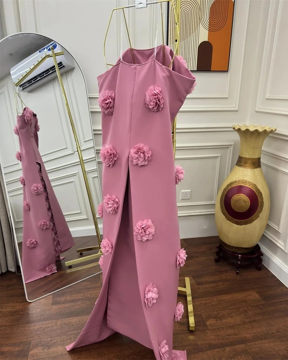 

Розовое женское длинное платье с цветочным принтом на заказ, вечерние платья для выпускного вечера, унисекс, Джерси в стиле ретро, Дубай, Саудовская Аравия, по индивидуальному заказу