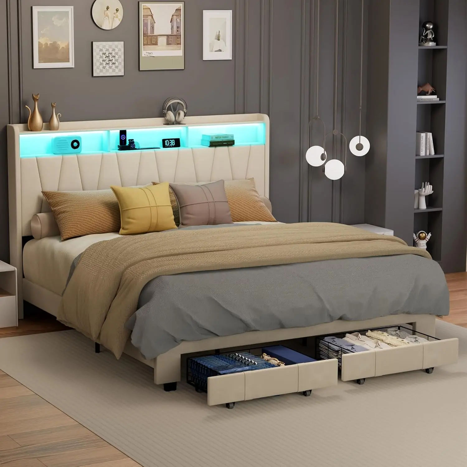 Bed Frame Velvet Up… - image