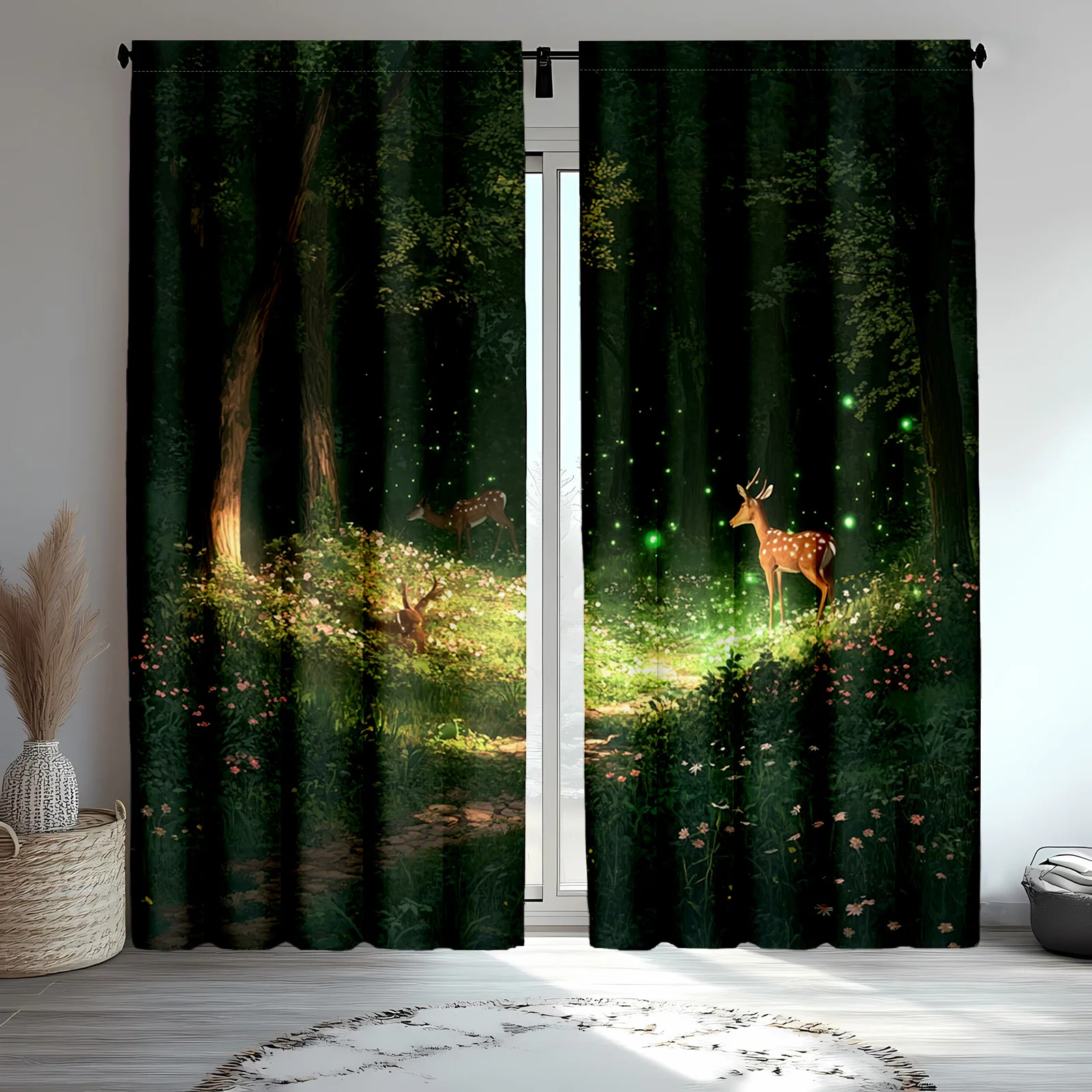 Enchanted Forest Curtain Panels Living Woodland Scene Curtain for Bedroom Living Room Home Decor