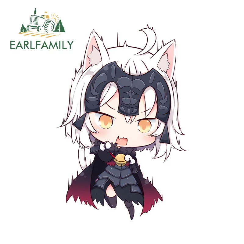 EARLFAMILY 13cm x 8.8cm  Jeanne D'arc Alter Avenger Chibi Decals Kawaii Cat Interesting Car Stickers Sunscreen Laptop Decoration