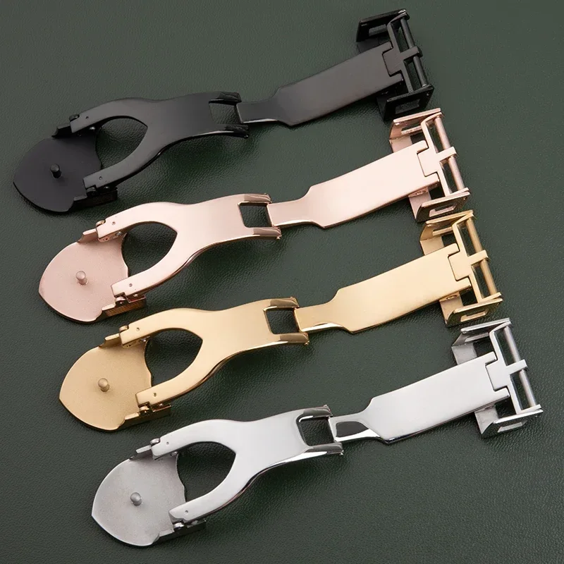 18 مللي متر 316L الفولاذ المقاوم للصدأ نشر المشبك مشبك ساعة ل تيودور حزام الجلود شريط مطاطي استبدال الفضة أضعاف مشبك #3