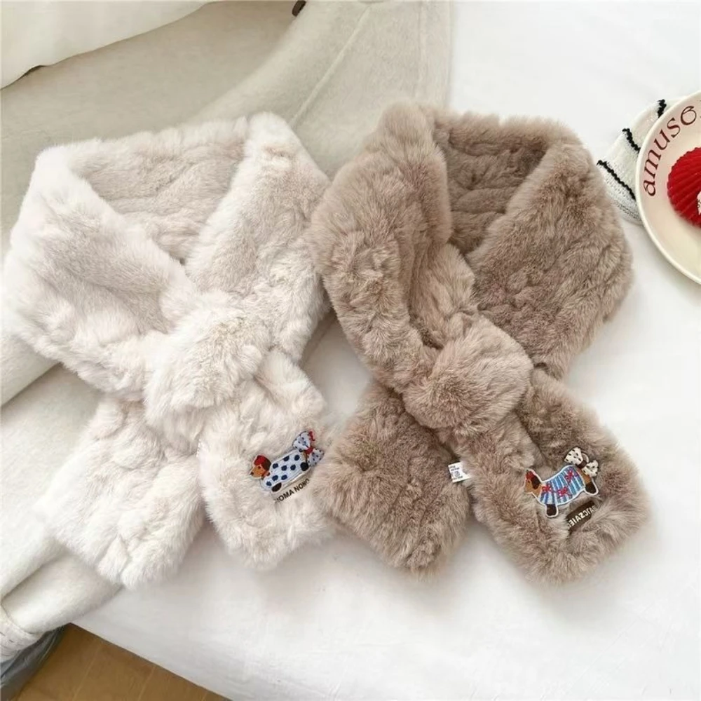 ใหม่ผ้าพันคอการ์ตูนเด็กน่ารักดัชชุนด์ปักลายผ้าคลุมไหล่ฤดูหนาวผ้าพันคอที่อบอุ่นและกันลมของขวัญสำหรับเด็ก