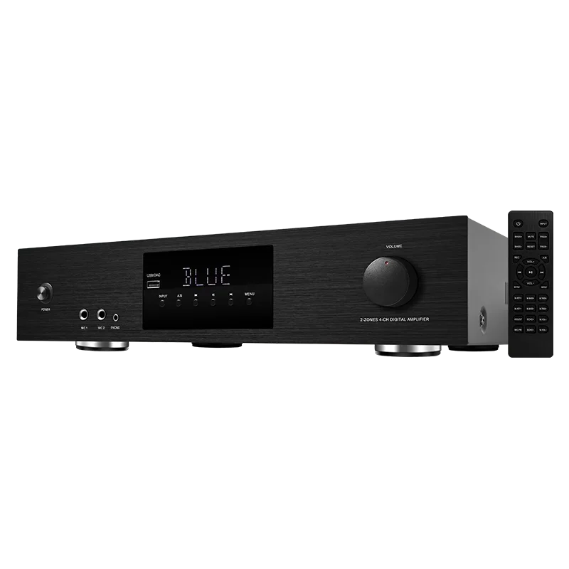 Professional 4CH 800W High Power Aluminum Alloy LED Display Hotel Conference Church Amplifier 4-16 BT 5.3 ARC Preamp Home