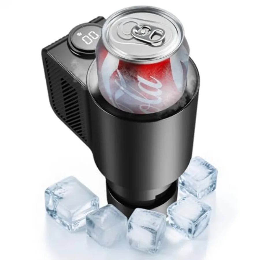 

2-in-1 Car Cup Cooler and Warmer 12V Smart Electric Heated and Cooling Cup Holder with Digital Display Portable Car Beverage Co
