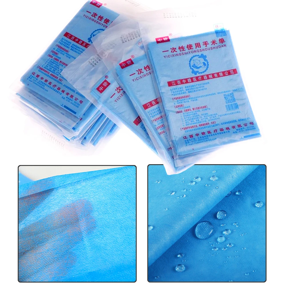 

40pcs Disposable Surgical Drapes Surgical Sheet Blue Surgical Towel Non-woven Sterile Sheet 50*60cm Waterproof Travel Mat