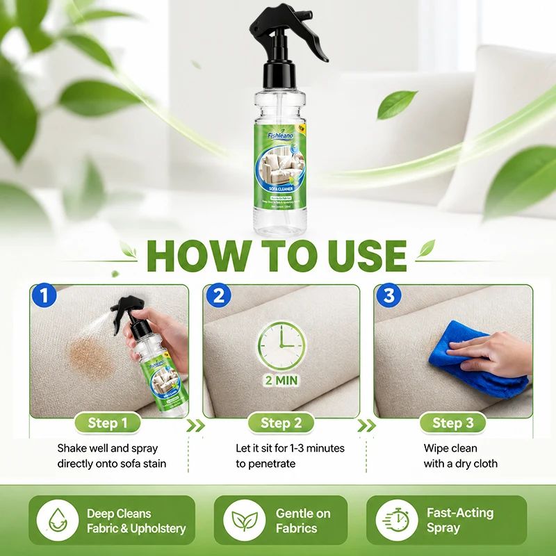 Sofa Cleaner Spray 120ml Fabric Upholstery Stain Remover No Rinse Safe For Sofa Car Seats Leather Fabric Spot Cleaning Spray