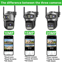 ABUNTU 20MP 10K Wifi Security Camera 3/4 Screens 10X Zoom Outdoor Surveillance Camera 2.4G/5G Human Detection 2 Ways Audio O-KAM