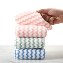 20Pcs Kitchen Wipes Coral Velvet Wave Design Wipes Microfibre Thickened Absorbent Wipes Household Cleaning Cloth Set