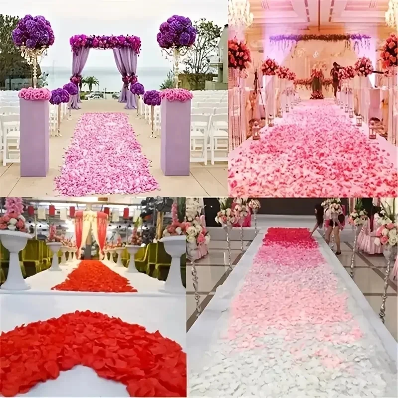 500-20000Pcs Colorful Artificial Fake Rose Petals Red White Pink Roses Petal Flowers Romantic Wedding Party Valentine Decoration