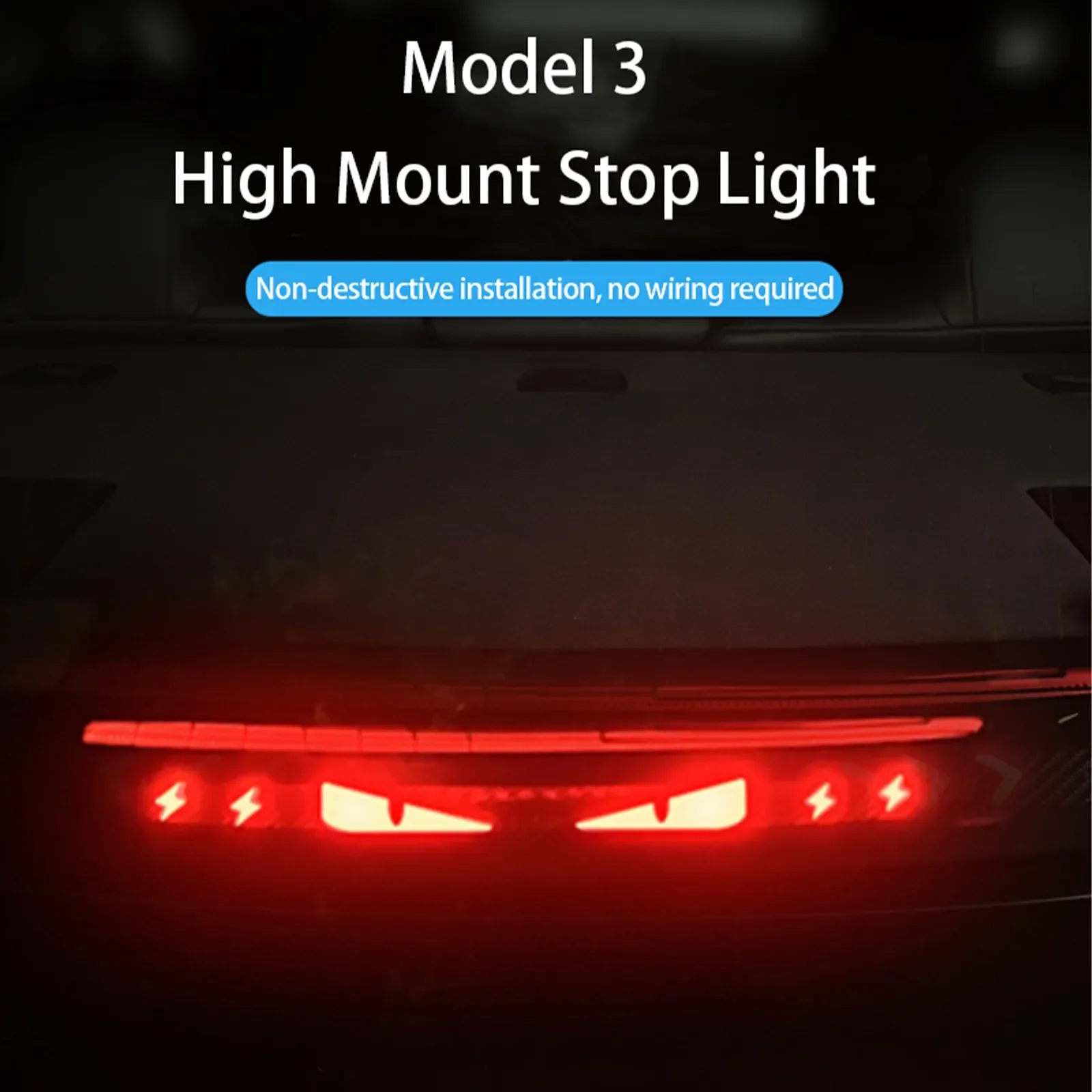 Accept Customized Stickers For Tesla Model 3 Y Car High Mounted Brake Acrylic Projection Board Top Tail Light Emblem Halloween