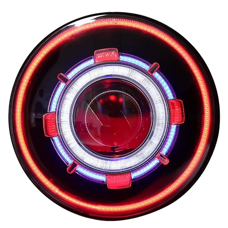 7 Inch Led Headlight/Hid Starry Headlights With Devil Demon Eye Headlight Led Angel Halo Lamp for Jeep Jk 1997-2007 Hummer