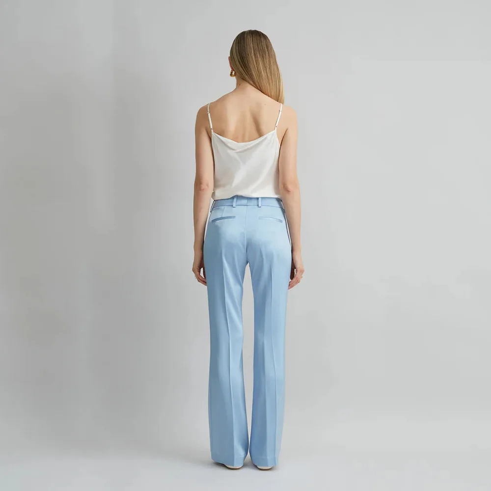 라이트 블루 여성 정장 싱글 버튼 노치 라펠 투피스 자켓 팬츠 세트 스마트 슬림핏 오피스 데일리룩 여성 의류