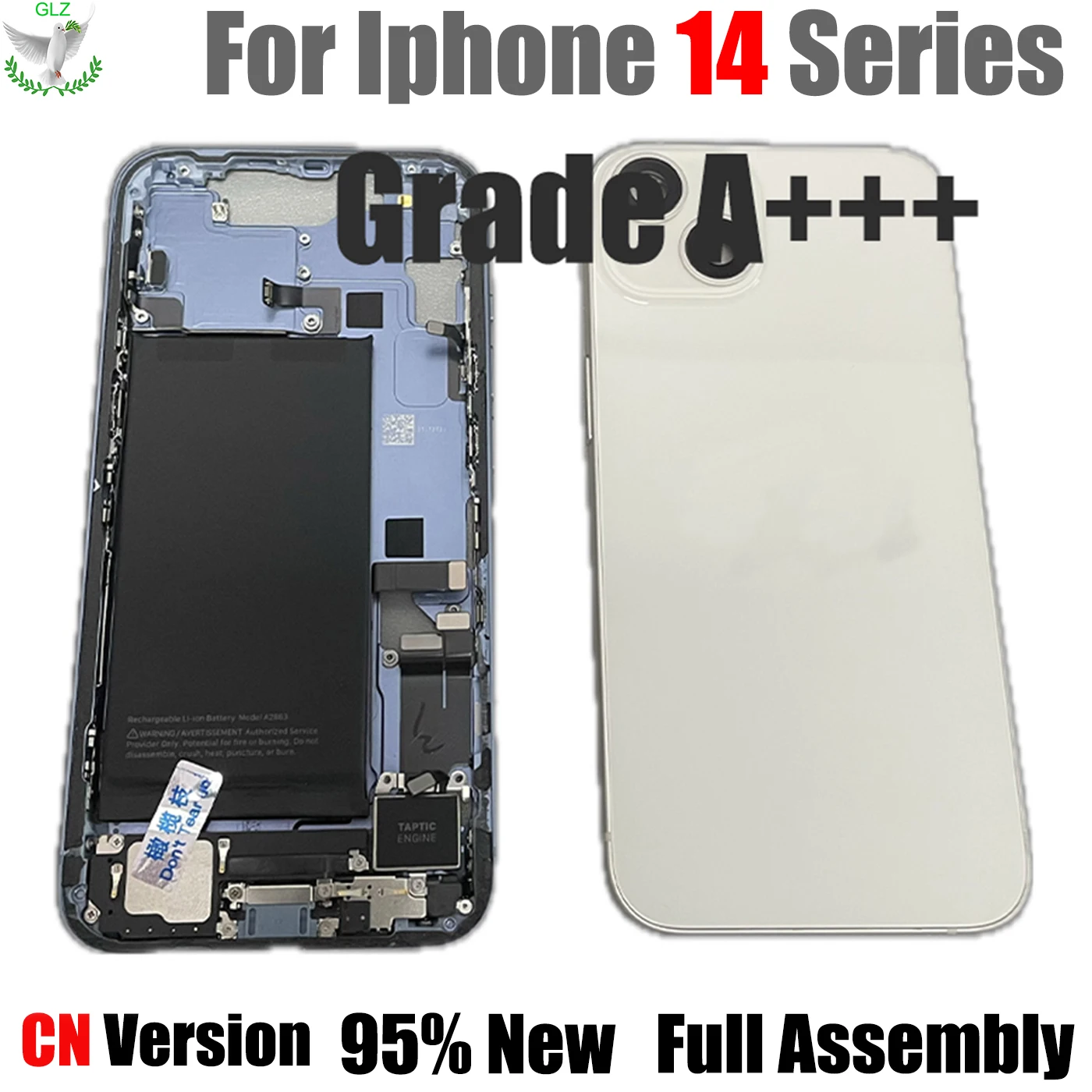 95% New Middle Frame For iphone 14 back housing full assembly  Original Disassembled With battery NFC Wireless