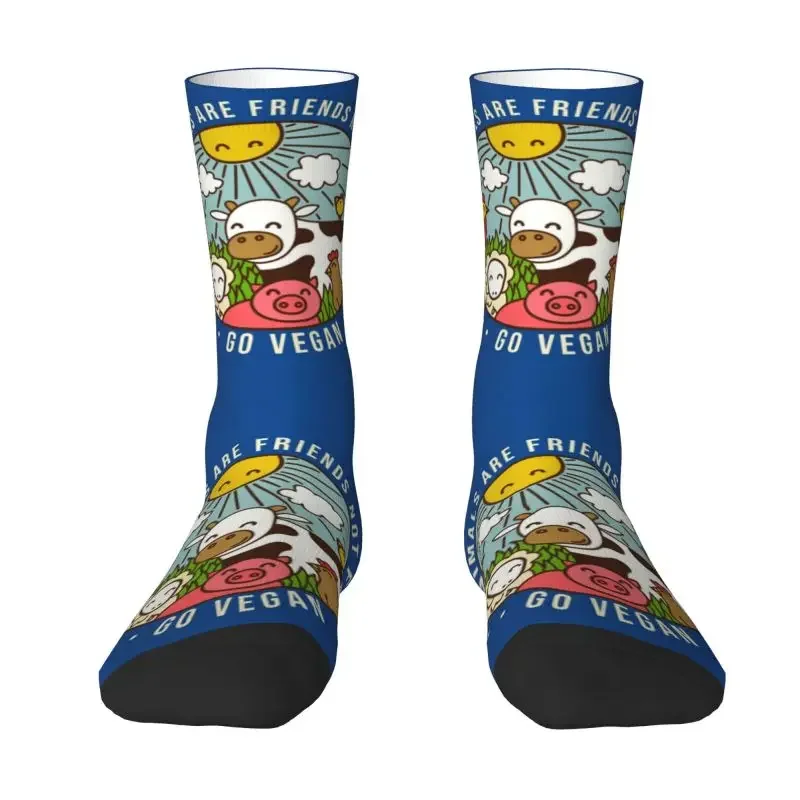 Vegan Animals Dress Socks Men Women Warm Fashion Vegan Veganism Pig Turkey Green Crew Socks