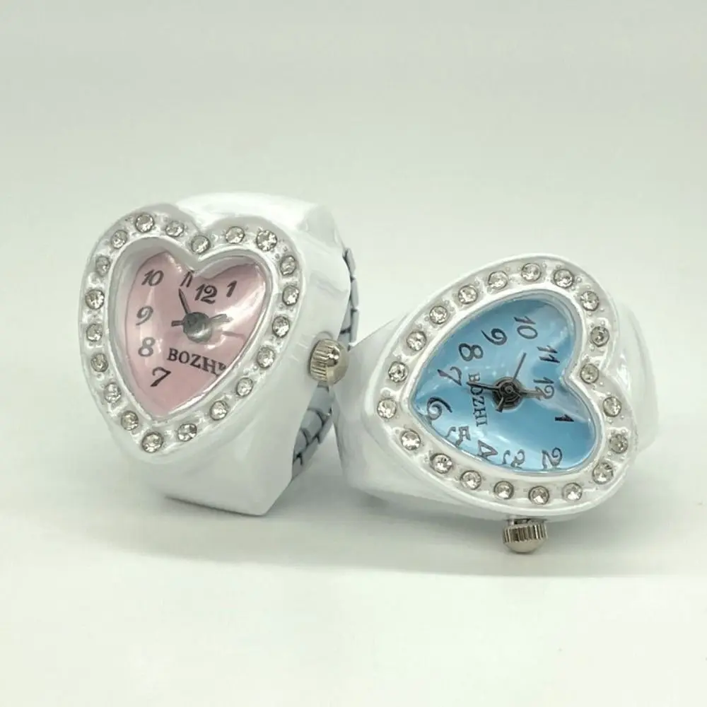 Mode Accessoires Cadeau Mode Elastische Rekbare Ringen Digitaal Horloge Ring Horloge Ronde Quartz Vingerringen