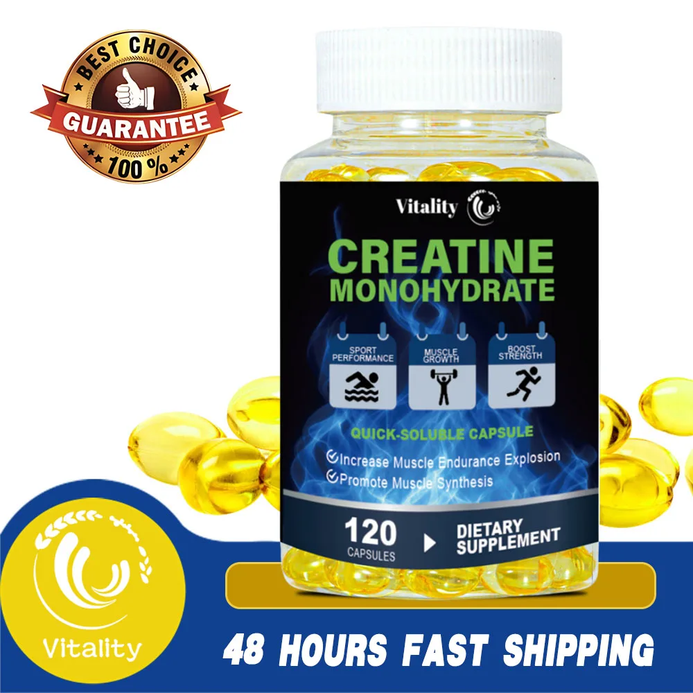 Creatine Capsules - Pre-Workout Muscle Booster - Creatine Monohydrate Capsules for Maximum Performance, Suitable for Men & Women