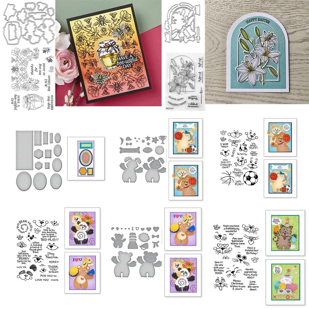 

Multi Shape Bundles Clear Stamps And Metal Cutting Dies 2024 New For DIY Craft Making Card Photo Album Scrapbooking Decoration