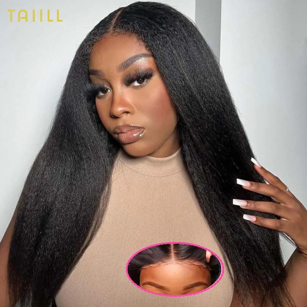 

Wear and Go Glueless Wigs Human Hair Pre Plucked 5x5 HD Lace Closure Wigs 180% Kinky Straight Wigs For Women Natural Black