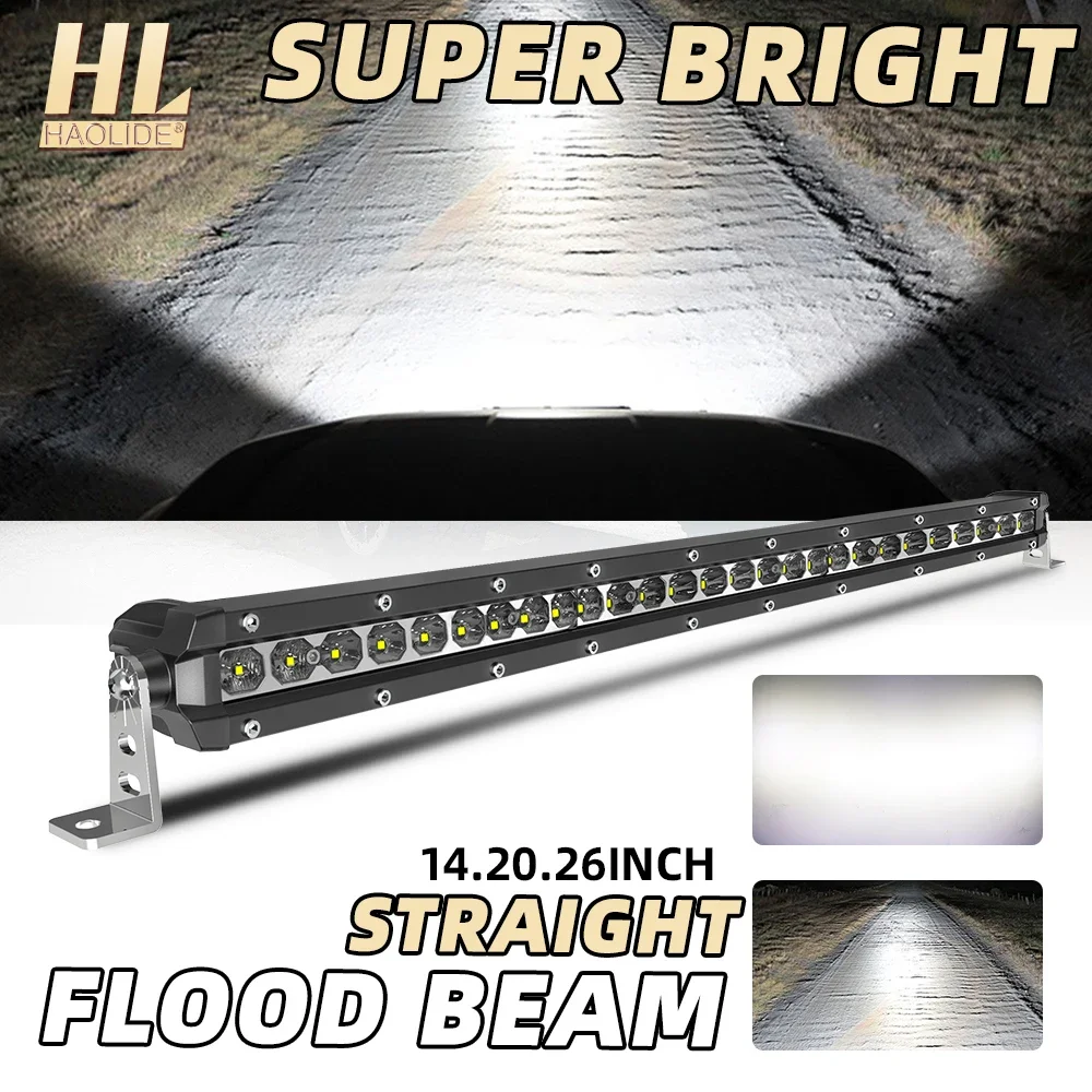

HAOLIDE LED Light Bar 14INCH 20INCH 26INCH Super Slim White Beam Straight /Curved 6000K White for off-road use 12V 24V IP68