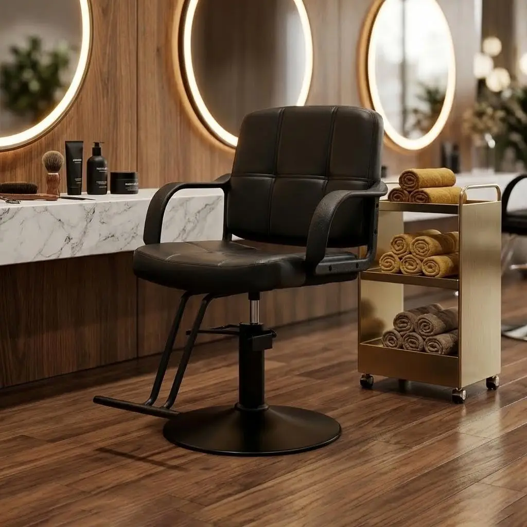 Professional Barber Chair for Hair Stylist, Hydraulic Salon Styling Chair with 360° Swivel, Adjustable Height, Heavy