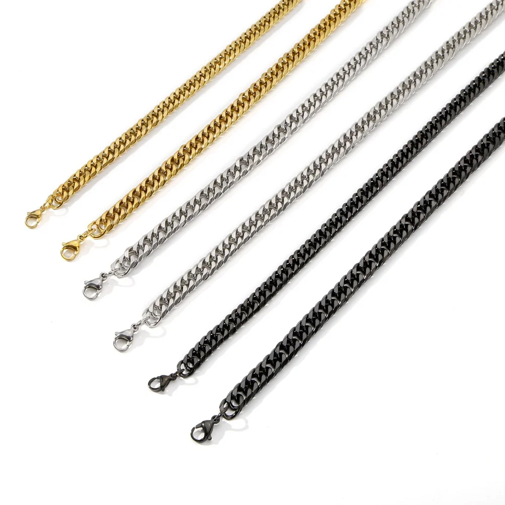 Punk-Stil Doppelt Gewebte Sechseckige Kubanische Kette Edelstahl-Halskette Basis Hip-Hop Herren-Halskette Mode-Schmuck-Accessoires – Detail 3