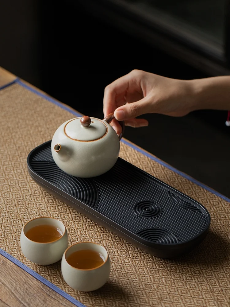 

Xiji Small Melamine Tea Tray Ceramic Dry Pounding Table Tea Cup Tray Living Room Gongfu Tea Brewing Tray Home Use Tea Set