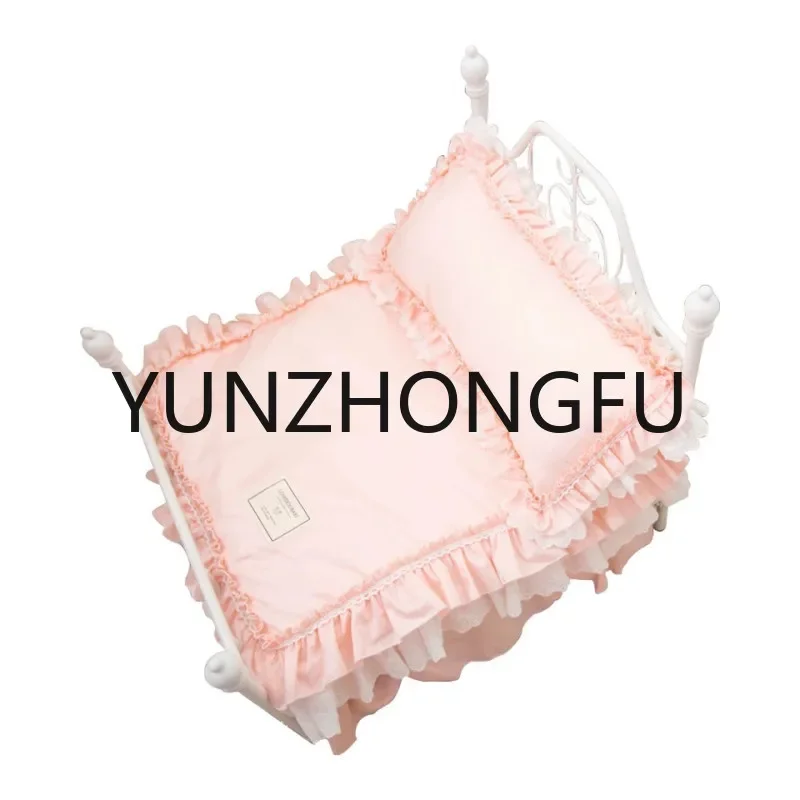 

Sticky Rice with The Same Ins Sweet Cute Doll Bed Pet Kennel Removable Dog Iron Bed Princess Bed Photo