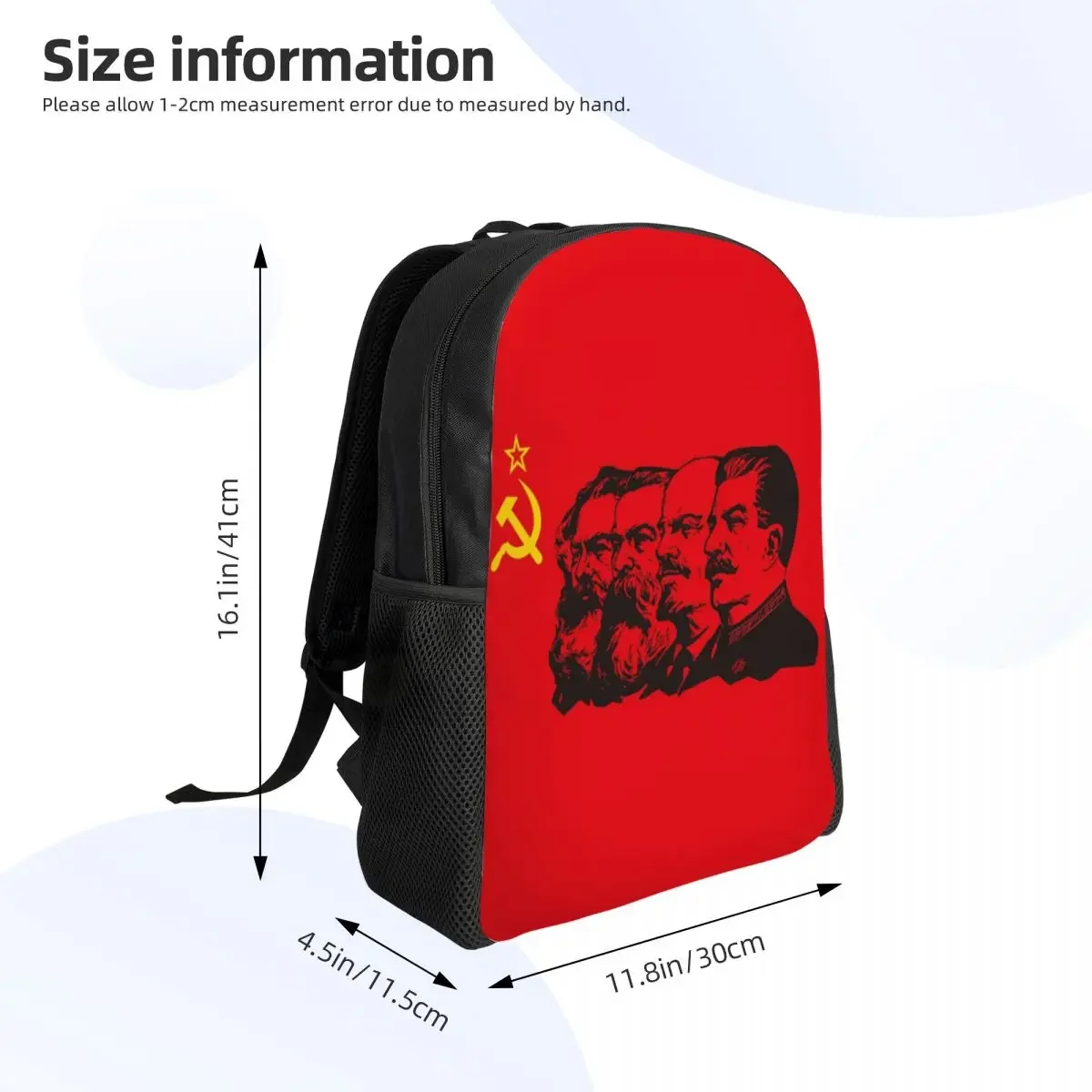 Communist Flag Marx Engels Lenin And Stalin Laptop Backpack Fashion Bookbag for School College Students CCCP USSR Communism Bag