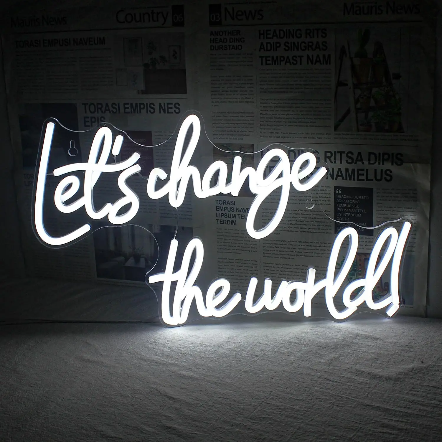 

Let's Change the World LED Neon Sign USB Powered, Dimmable Wall Light for Bedroom Living Room Home Decor Gift