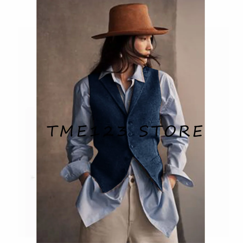 Wool Women\'s Vest Sleeveless Single Breasted V-neck Business Casual Vests for Women Korea Dongdaemun Winter Coats Store Jackets