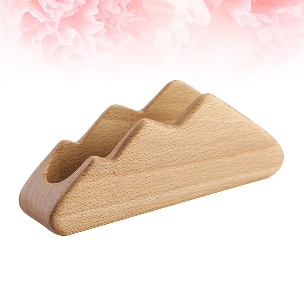 

Business Card Holder Mountain Shape Solid Wood Desk Organizer For Office Home Beech Storage Box Desktop Organizing Accessories