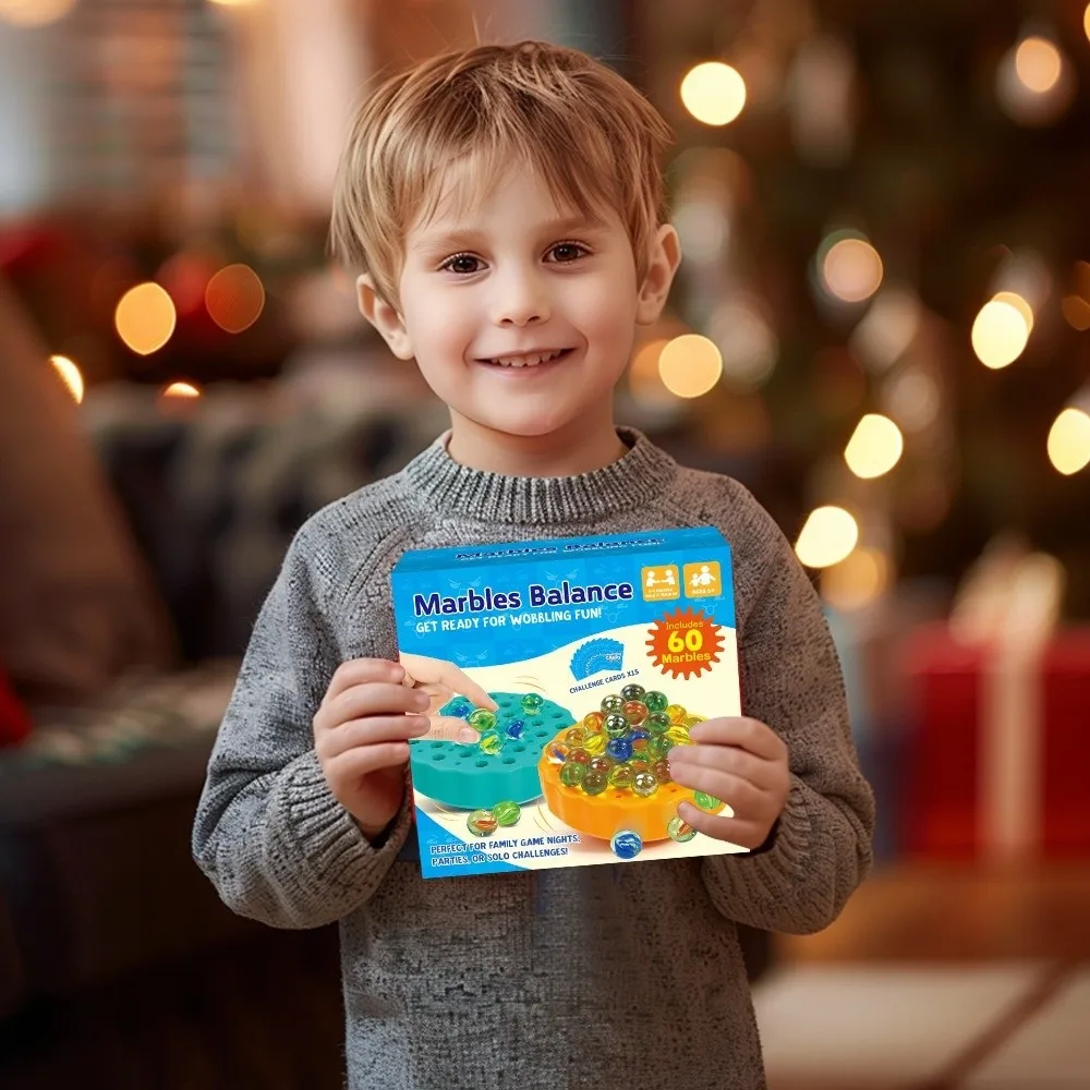Juego de equilibrio de bolas de canicas coloridas, interacción entre padres, coordinación mano-ojo, entrenamiento, juguetes de matemáticas Montessori, diversión, 60