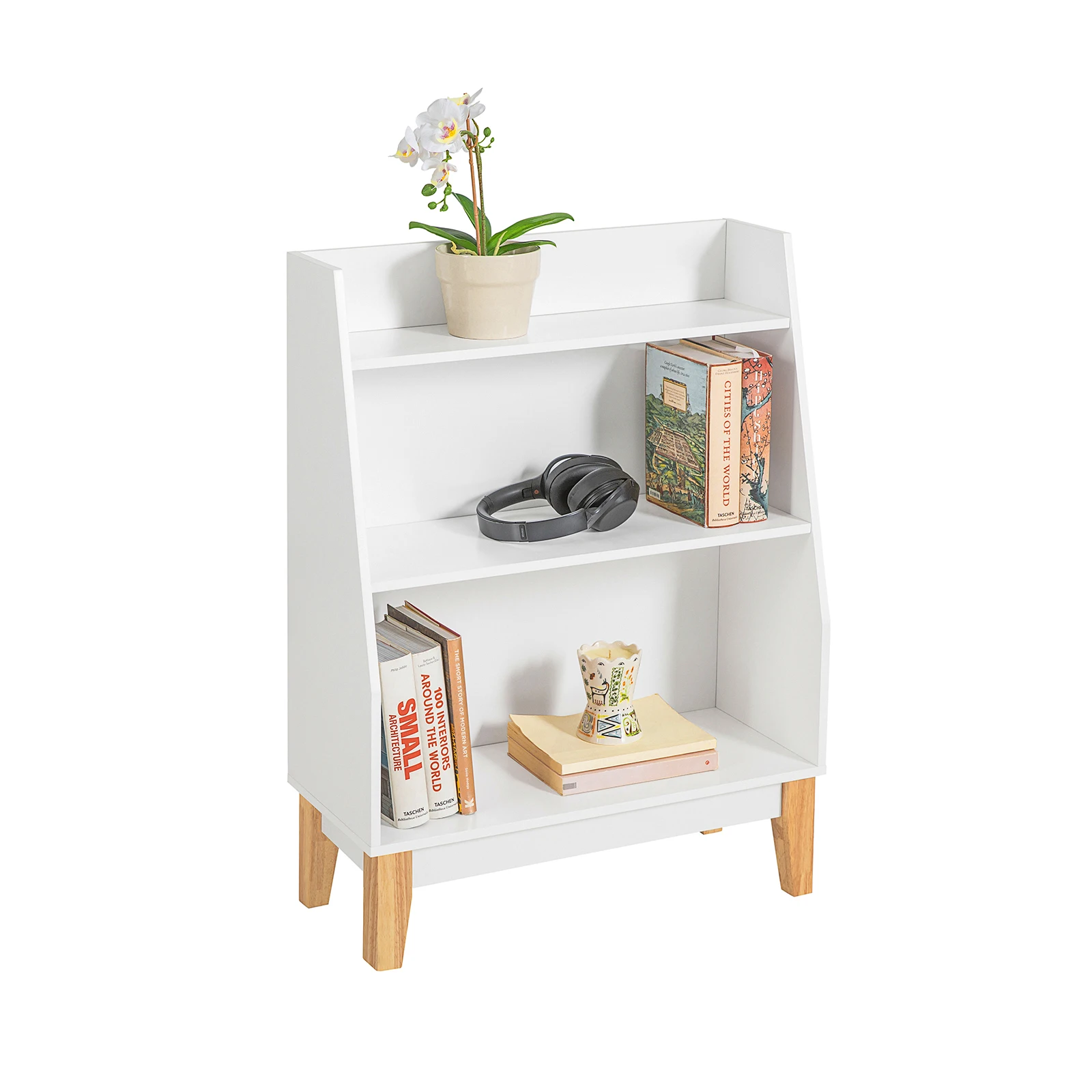 SoBuy KMB47-W Estantería de almacenamiento para niños con 3 compartimentos para niños Estantería con viga de madera maciza