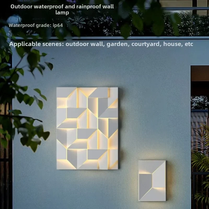 

Villa Courtyard Outdoor Waterproof Wall Lamp Designer Solar Rechargeable Wall Stainless Steel Decorative Irregular Geometry Lamp