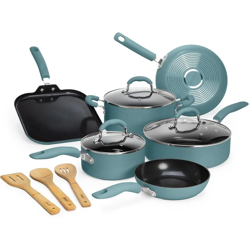 

Ceramic Nonstick Pots and Pans Set, Premium Ceramic Coating Made without PFOA, PTFE or PFAS, Dishwasher Safe, 12-Piece