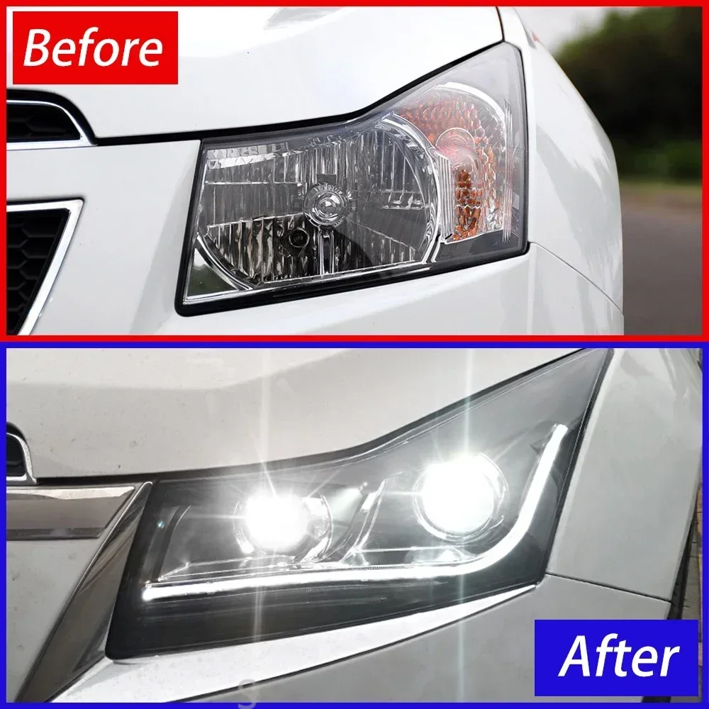 

Автомобильные передние фонари для Chevrolet Cruze 2009-2014, светодиодные автомобильные фары в сборе, обновленный проектор с высокой настройкой, аксессуары с 2 линзами