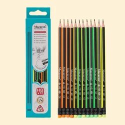 12Pcs HB Graphite Pencils Triangular Grip Break-Resistant Easy to Sharpen for Writing Sketching Drafting Drawing School Supplies