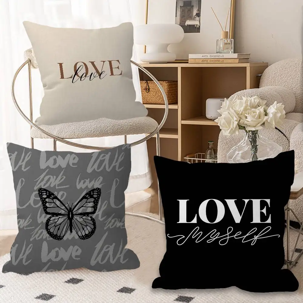 Flower Love Pattern Cushion Cover Car Throw Pillow Case For Sofa Car Christmas Gift 40x40cm 45x45cm