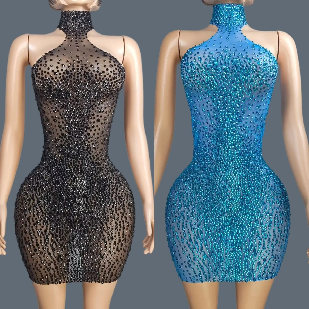 

Блестящее кристально-золотое сексуальное прозрачное платье-футляр для клубных выступлений, сценический костюм, наряд для дня рождения, вечеринки, Jianbian