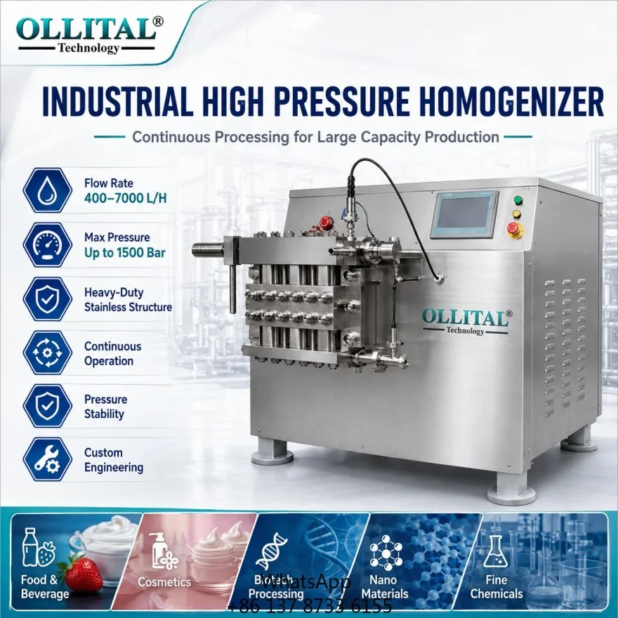 Ollital Industrial High Pressure Homogenizer For Continuous Processing And High Pressure Homogenization Equipment